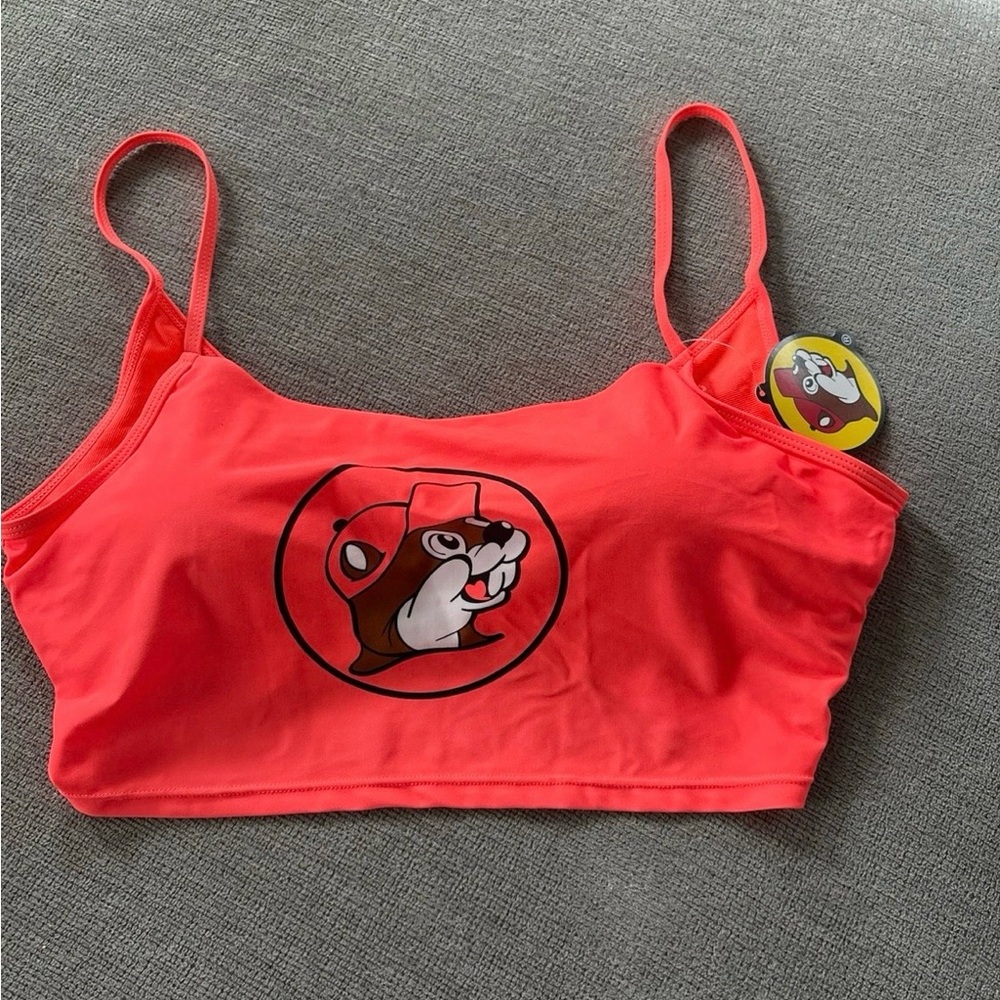 Bright Orange Buc-ee’s swim top